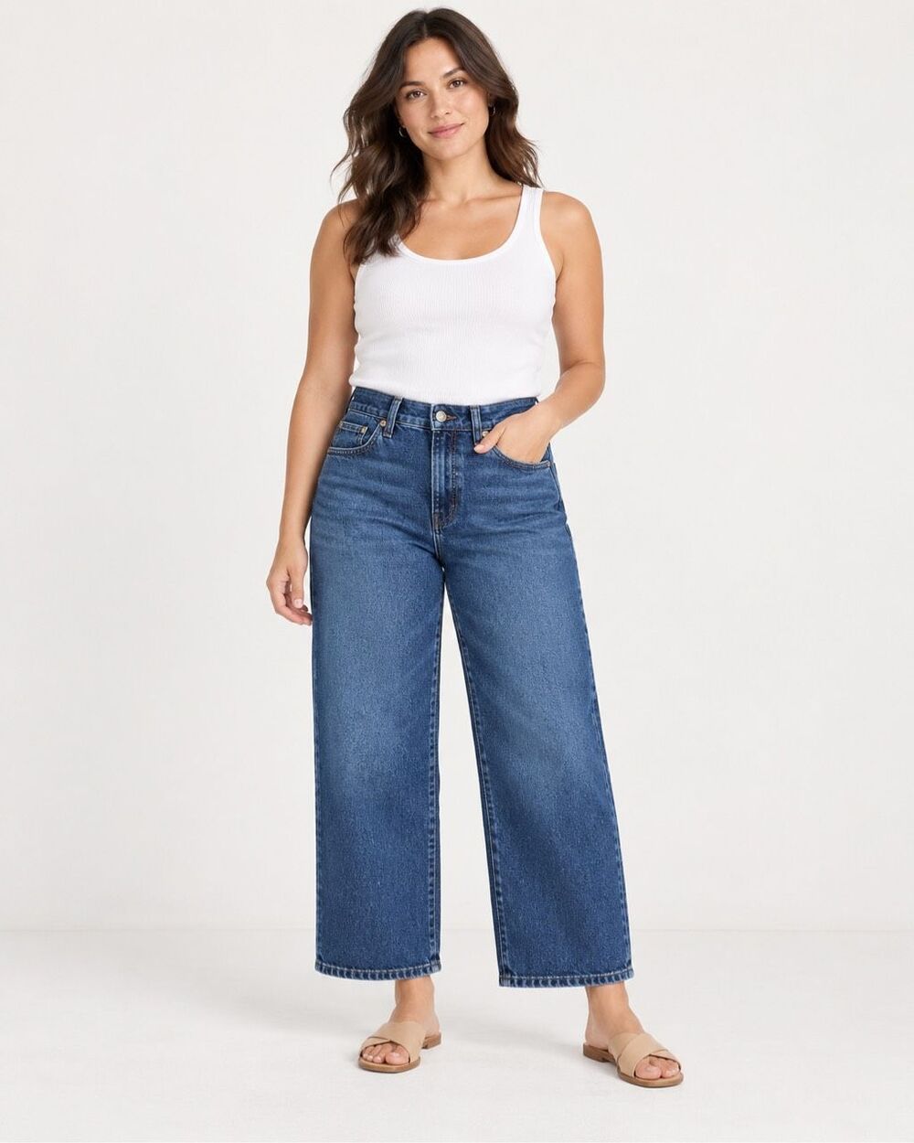 Madewell Curvy Perfect Vintage Wide Leg Jeans 29P Dark Wash Non Ripped High Rise